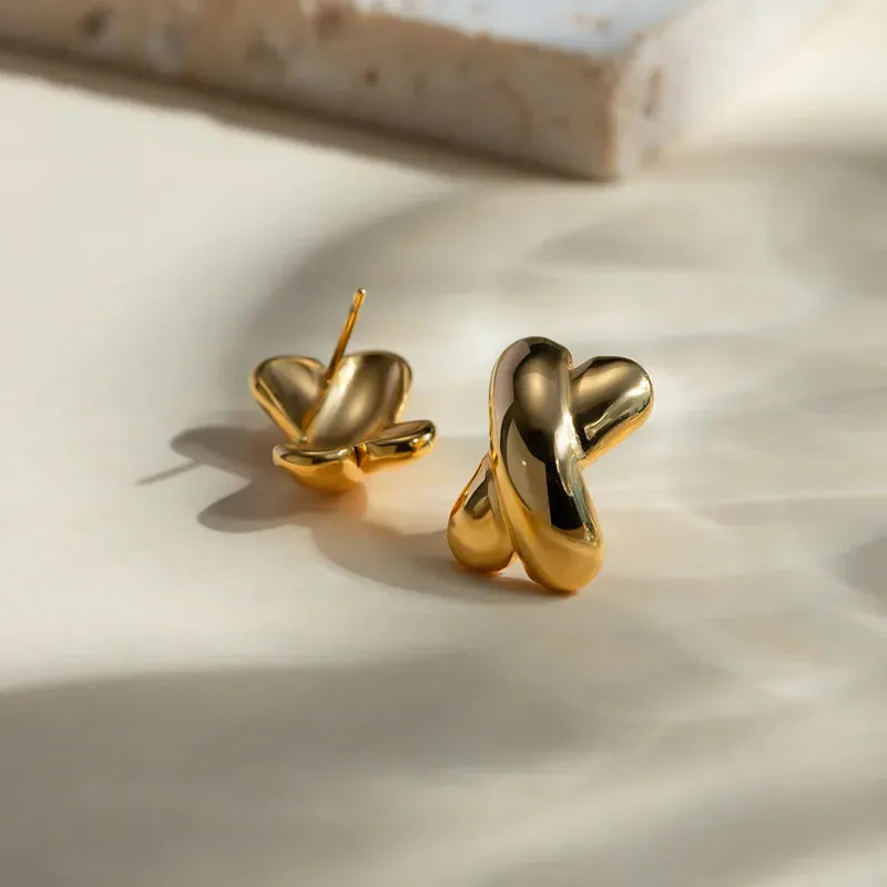 Crossover Gold Stud Earrings