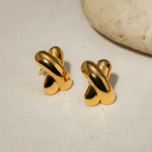 Crossover Gold Stud Earrings