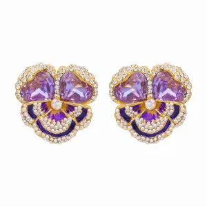 Crystal Pansy Stud Earrings