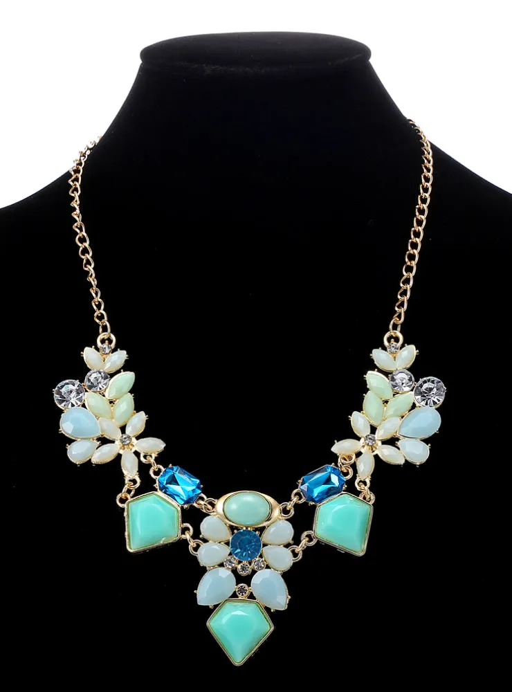 Cute Charm Gem Flower Choker Necklaces & Pendants