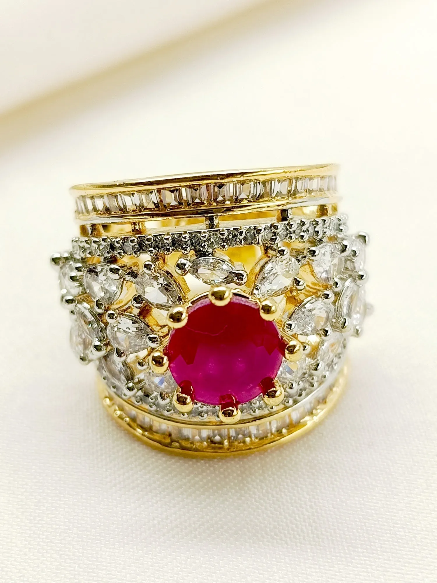Dayera Ruby American Diamond Finger Ring