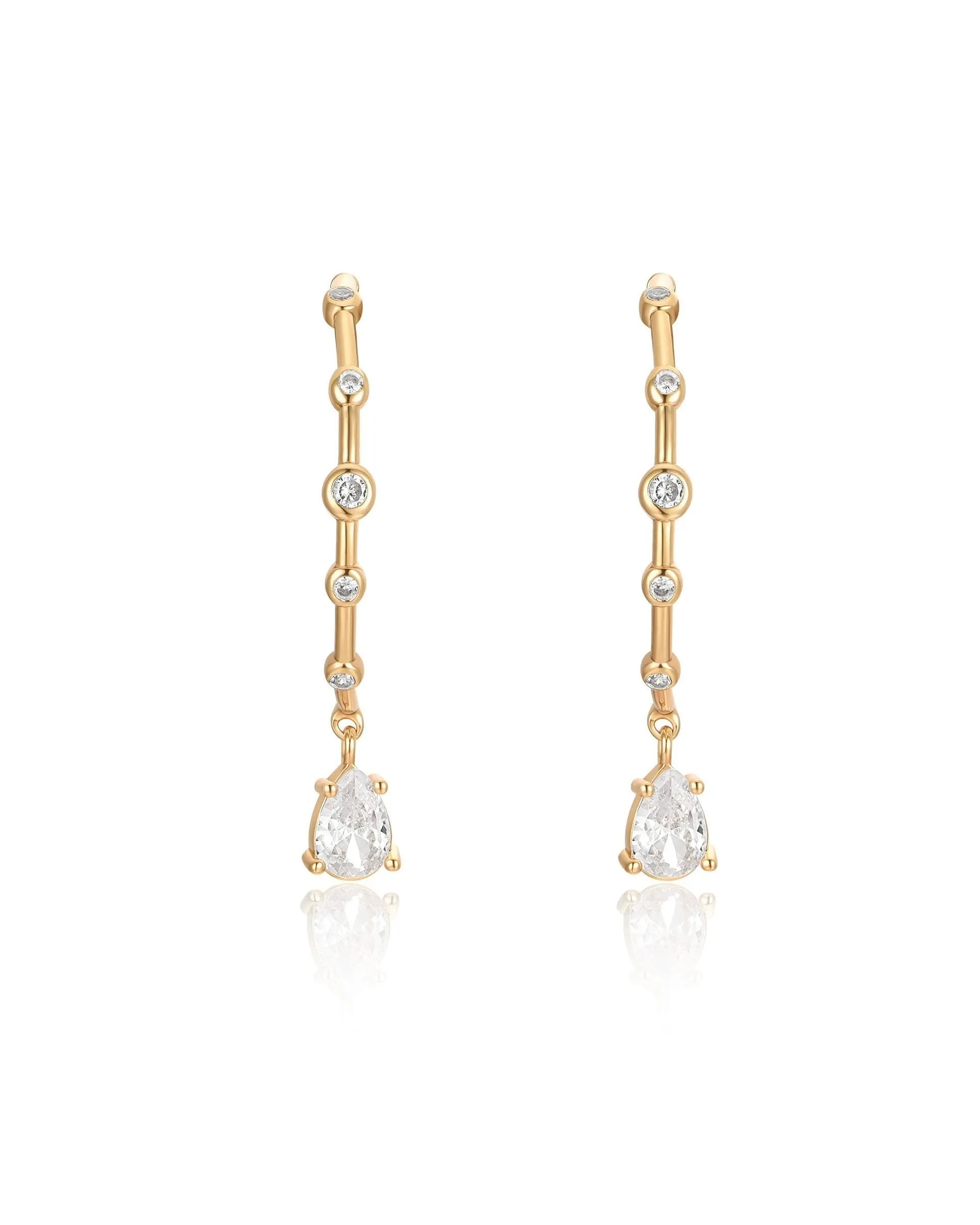 Delicate Crystal Charm Hoop Earrings