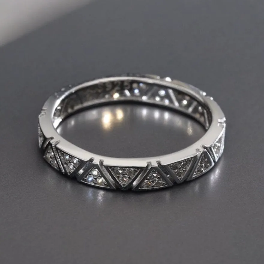 Delta Sigma Theta Sterling Silver Triangle CZ Ring