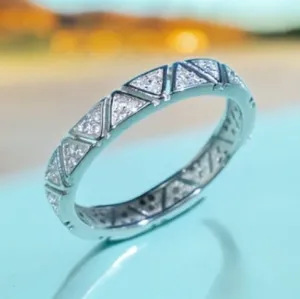 Delta Sigma Theta Sterling Silver Triangle CZ Ring