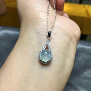 Designer original natural ice seed chalcedony egg round pendant necklace