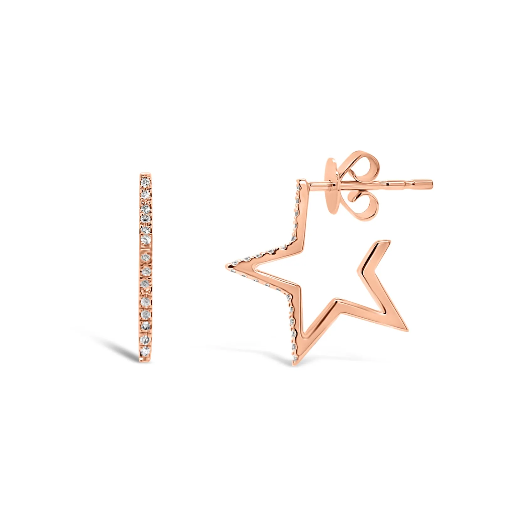 Diamond Small Star Hoop Earrings