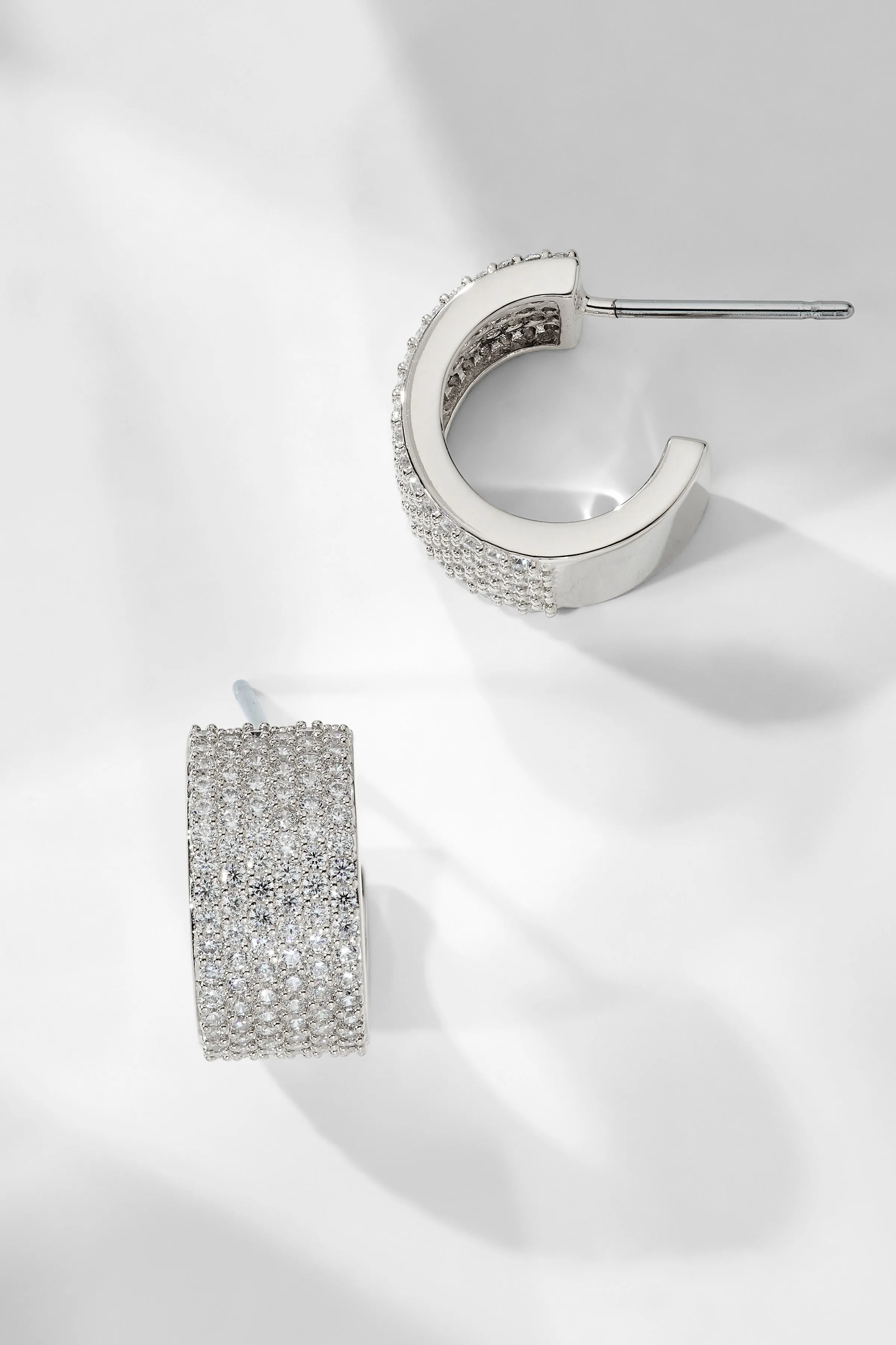 DISCO PAVE CZ CHUNKY HUGGIE EARRINGS