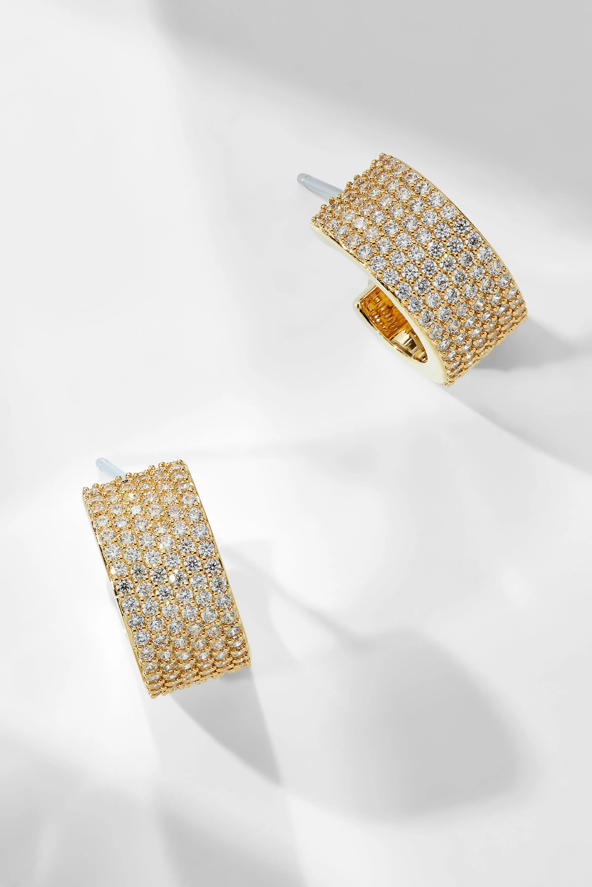 DISCO PAVE CZ CHUNKY HUGGIE EARRINGS