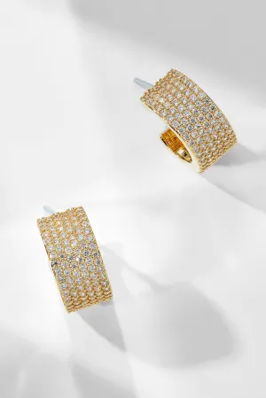 DISCO PAVE CZ CHUNKY HUGGIE EARRINGS