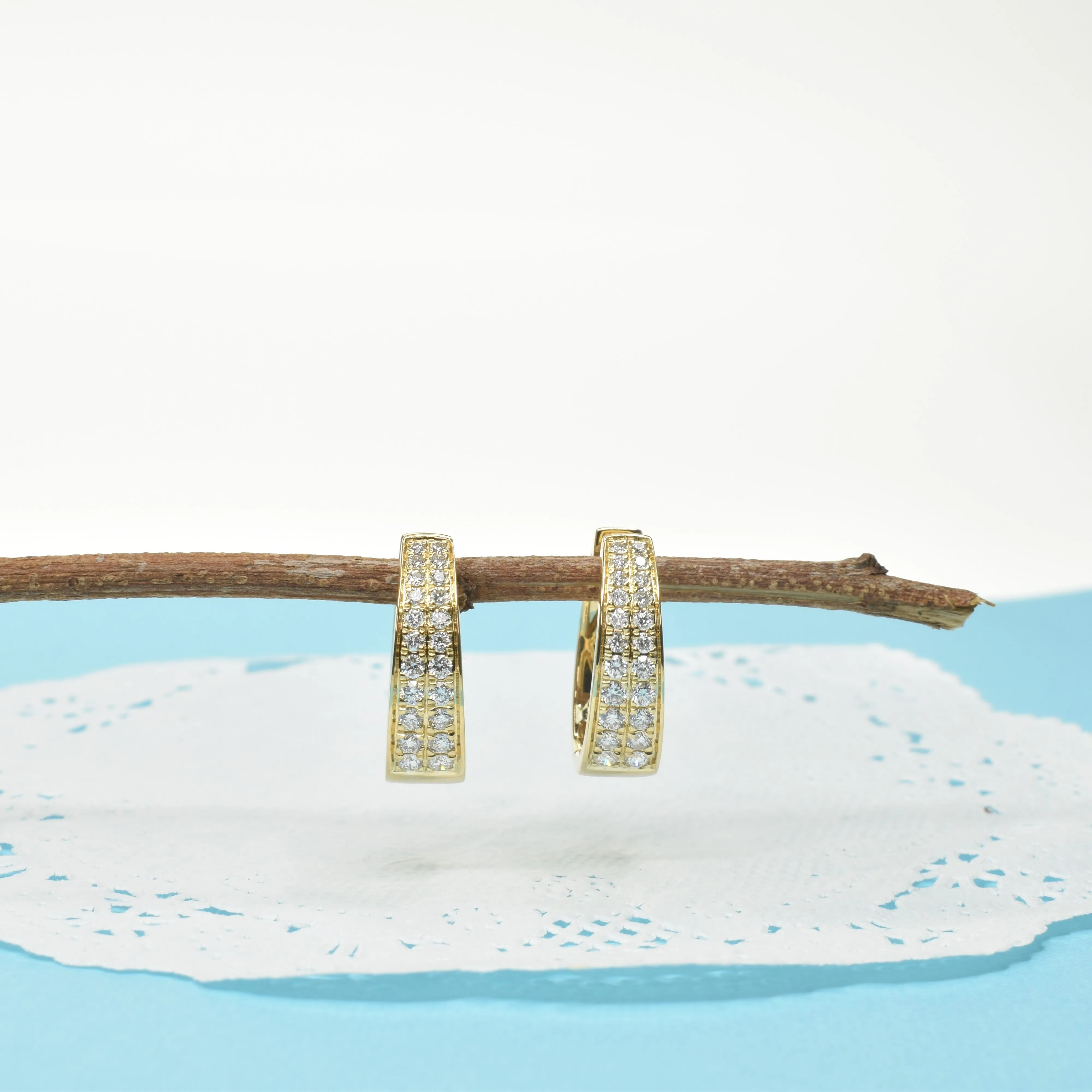 Double Row Pave Hoops