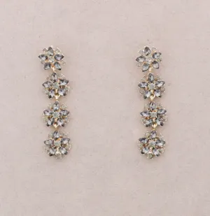Earrings with 4 Flowers Metal Crystals