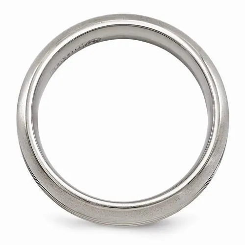 Edward Mirell Titanium Polished Grooved Band - 7mm