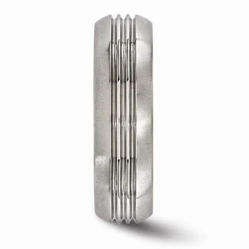 Edward Mirell Titanium Polished Grooved Band - 7mm