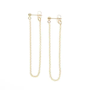 ELAINE LONG CHAIN HOOP EARRINGS