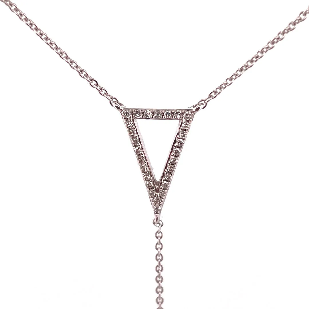 Elegant 14k White Gold Triangle Natural Diamond Necklace