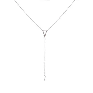 Elegant 14k White Gold Triangle Natural Diamond Necklace