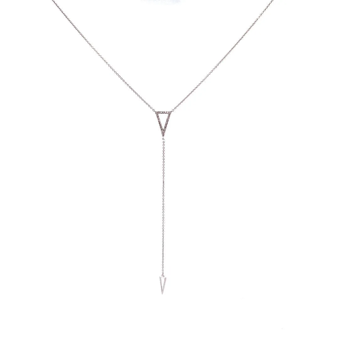 Elegant 14k White Gold Triangle Natural Diamond Necklace