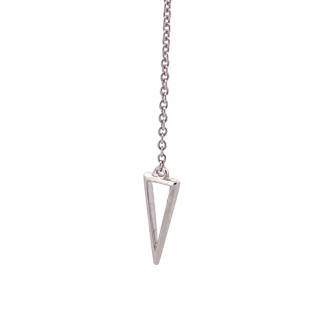 Elegant 14k White Gold Triangle Natural Diamond Necklace