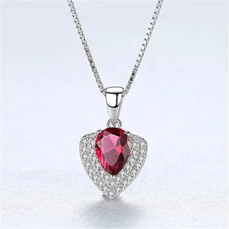 Elegant 925 Sterling Silver Heart Pendant Necklaces with Gemstone Accents