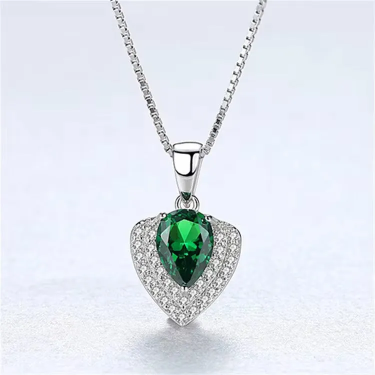 Elegant 925 Sterling Silver Heart Pendant Necklaces with Gemstone Accents