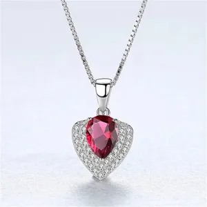 Elegant 925 Sterling Silver Heart Pendant Necklaces with Gemstone Accents