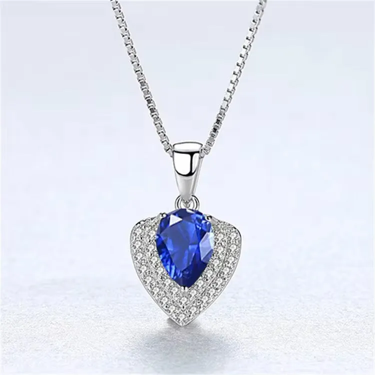 Elegant 925 Sterling Silver Heart Pendant Necklaces with Gemstone Accents