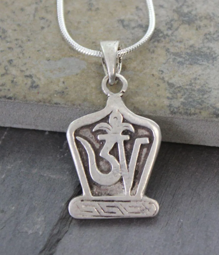 Elegant and Simple Solid Silver OM Pendant