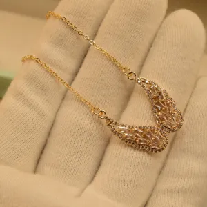Elegant Angel Wings Golden Pendant Necklace for Girls/Women
