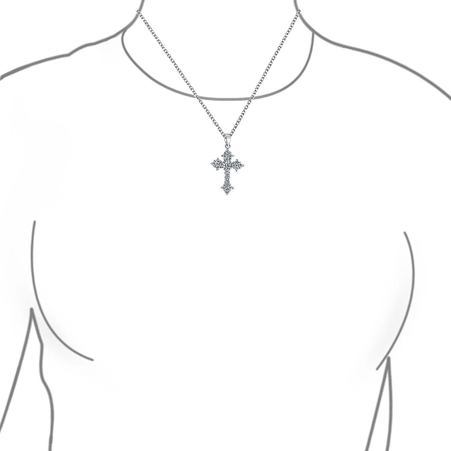 Elegant Bridal Necklace with Vintage CZ Cross Pendant in Sterling Silver