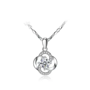 Elegant Four Leaf Clover Copper Plating Zircon White Gold Plated Jewelry Accessories