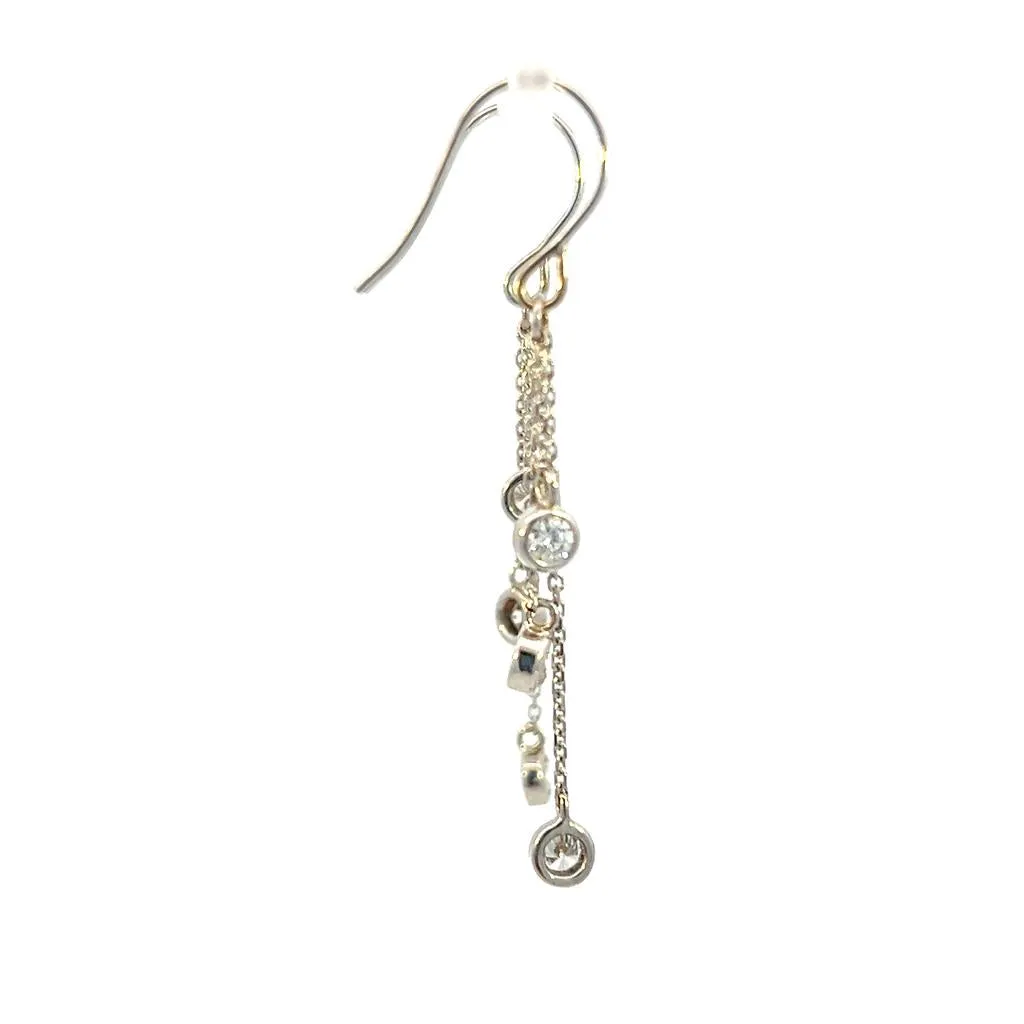 Estate 14K White Gold 0.60ctw Diamond Drop Earrings