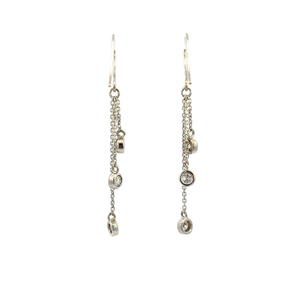 Estate 14K White Gold 0.60ctw Diamond Drop Earrings
