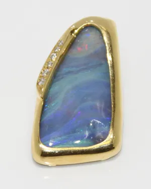 Estate 18K Opal & Diamond Slide Pendant