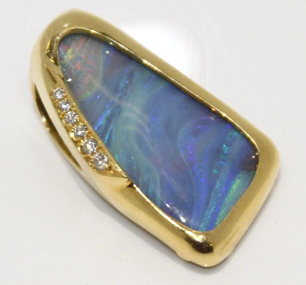 Estate 18K Opal & Diamond Slide Pendant