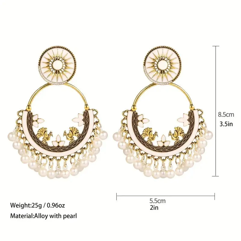 Ethnic Hollow Bell Earrings - Green