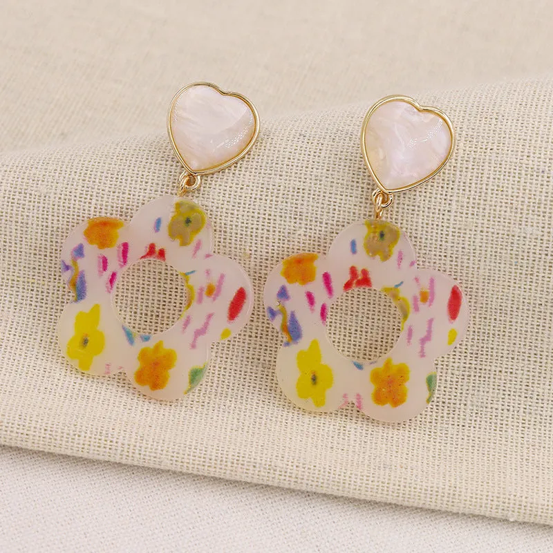 Exaggerated Colorful Pattern Pendant Earrings - Stylish European Jewelry