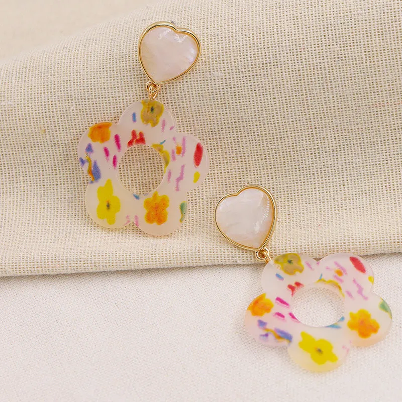 Exaggerated Colorful Pattern Pendant Earrings - Stylish European Jewelry