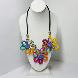 FICKLESTICKS Triple Daisy Necklace - BLACK AND WHITE (BLACK CENTER) (NOT MULTI)