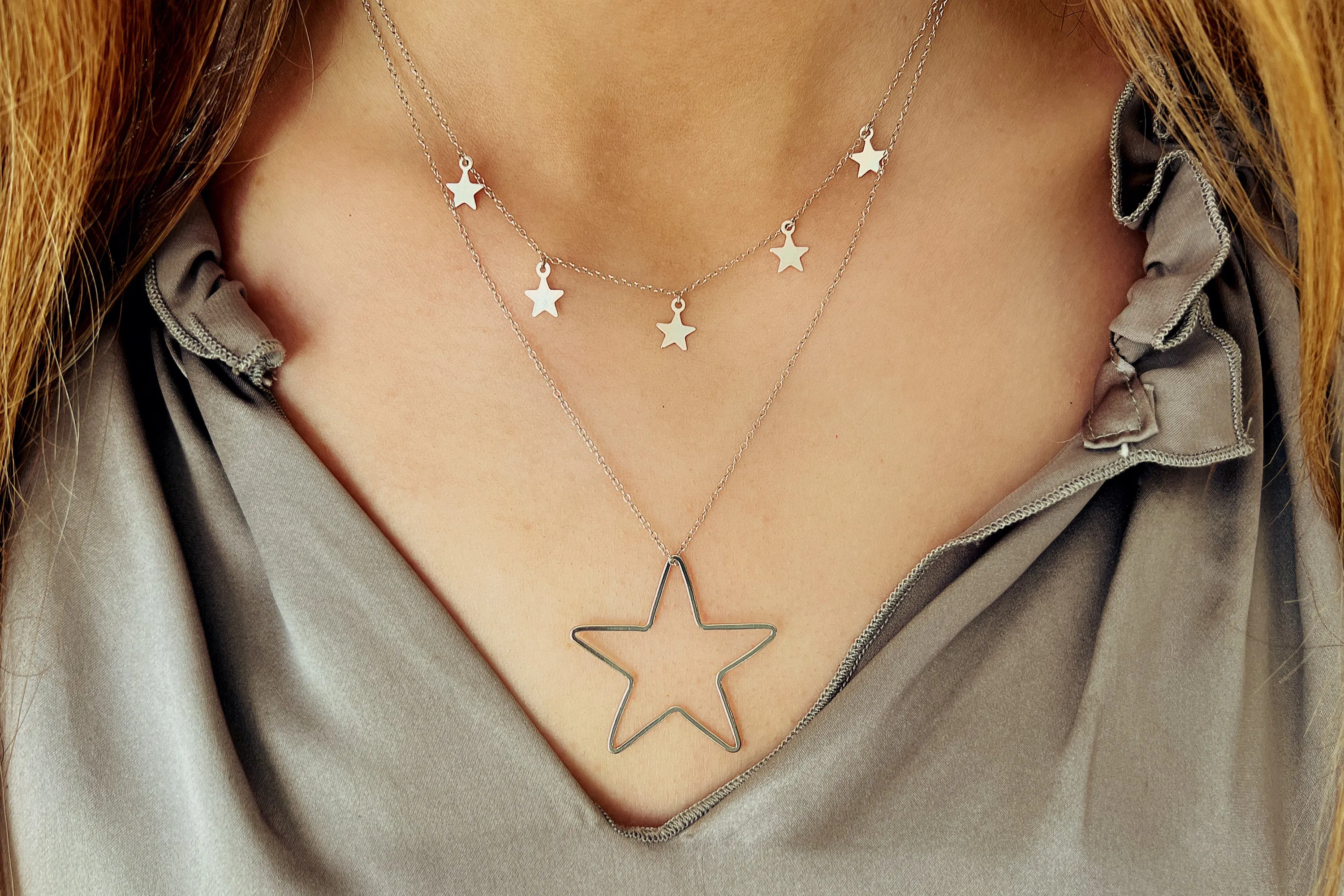Fino Silver Sterling Silver Star Necklace