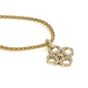 Fire Rainbows Natural Diamond Clover Pendant with a Yellow Gold Necklace