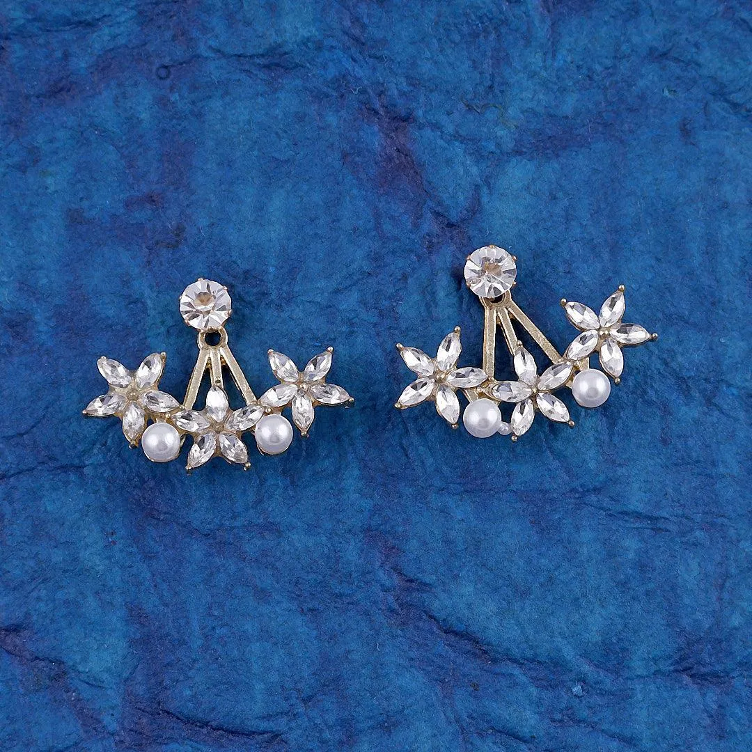 Floral Crystal and Pearl Earrings