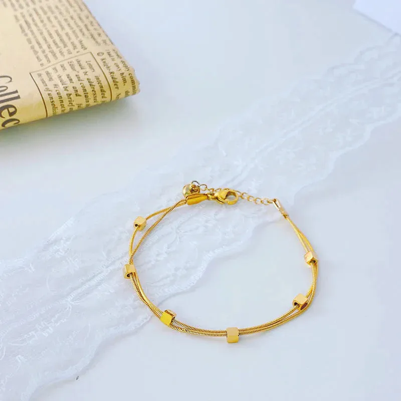 Gold Cube Layered Bracelet