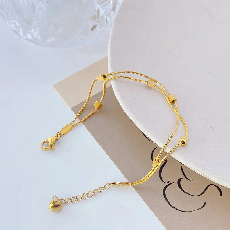 Gold Cube Layered Bracelet