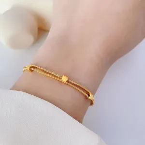 Gold Cube Layered Bracelet