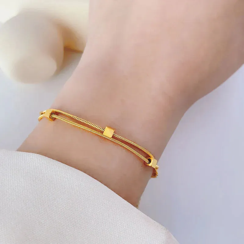 Gold Cube Layered Bracelet