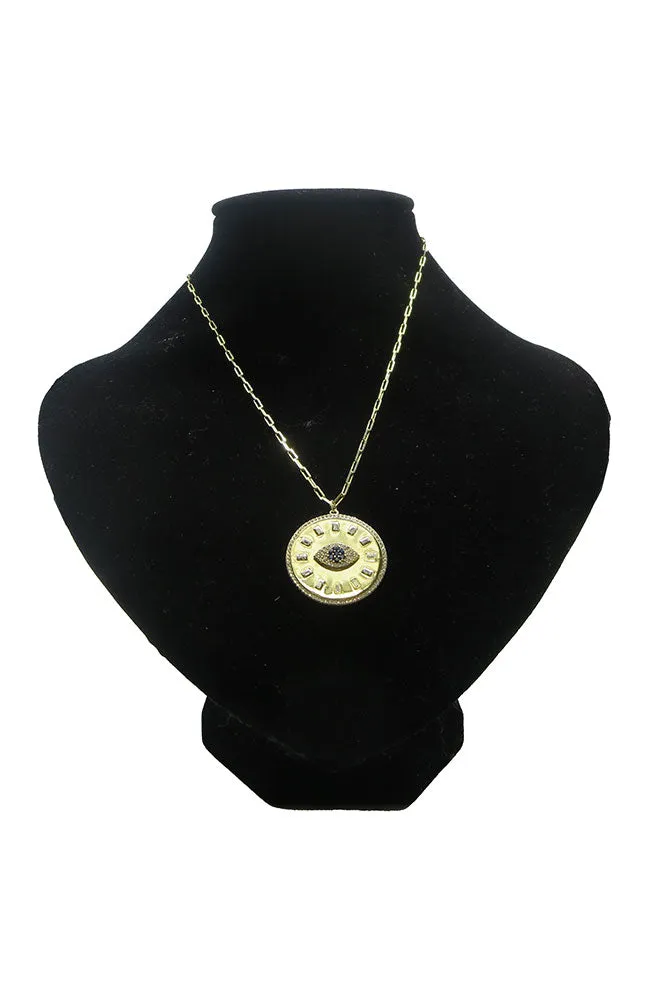 Gold Evil Eye Medallion Nk
