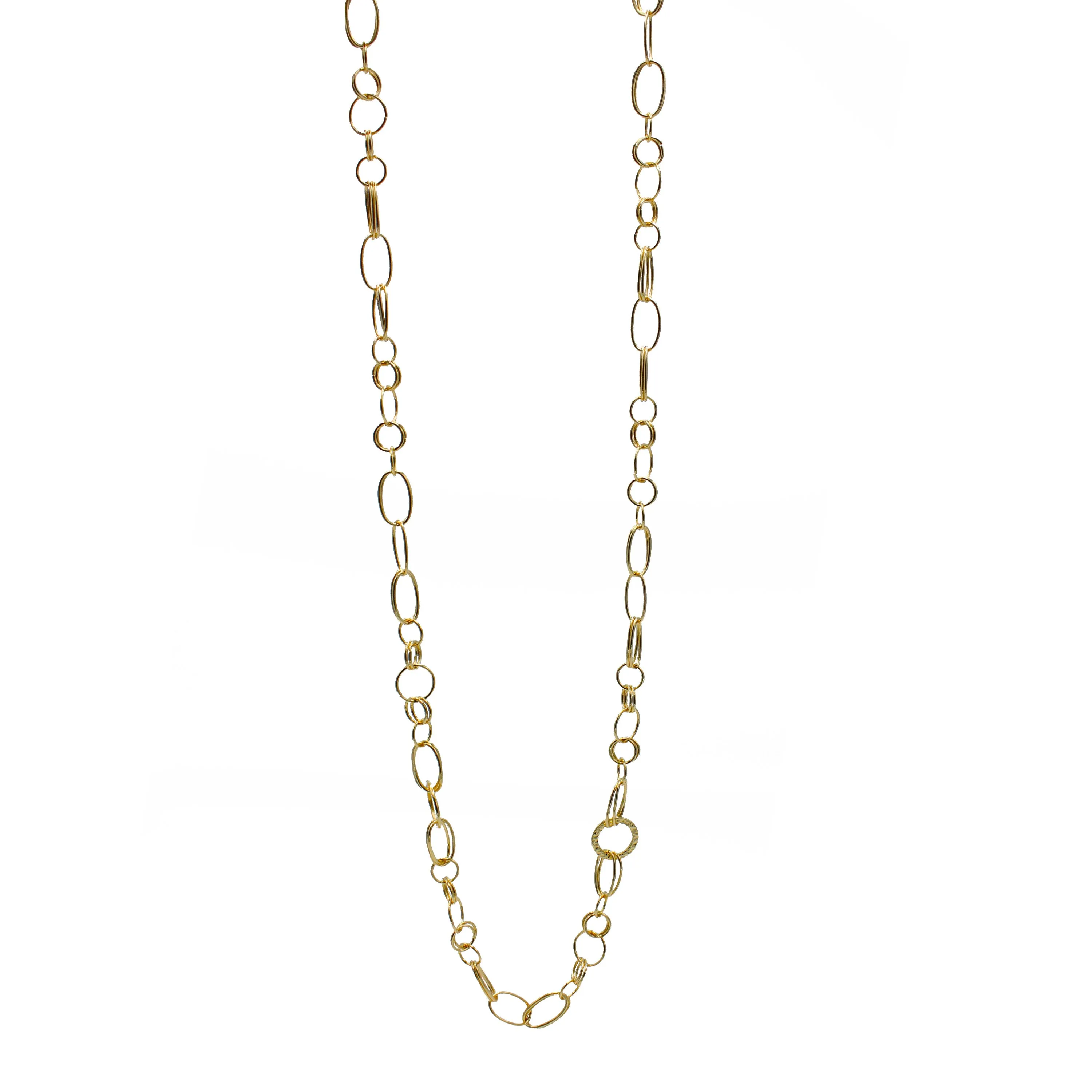GOLD LINK CHAIN LONG NECKLACE#SQGN20010301G (IA15)