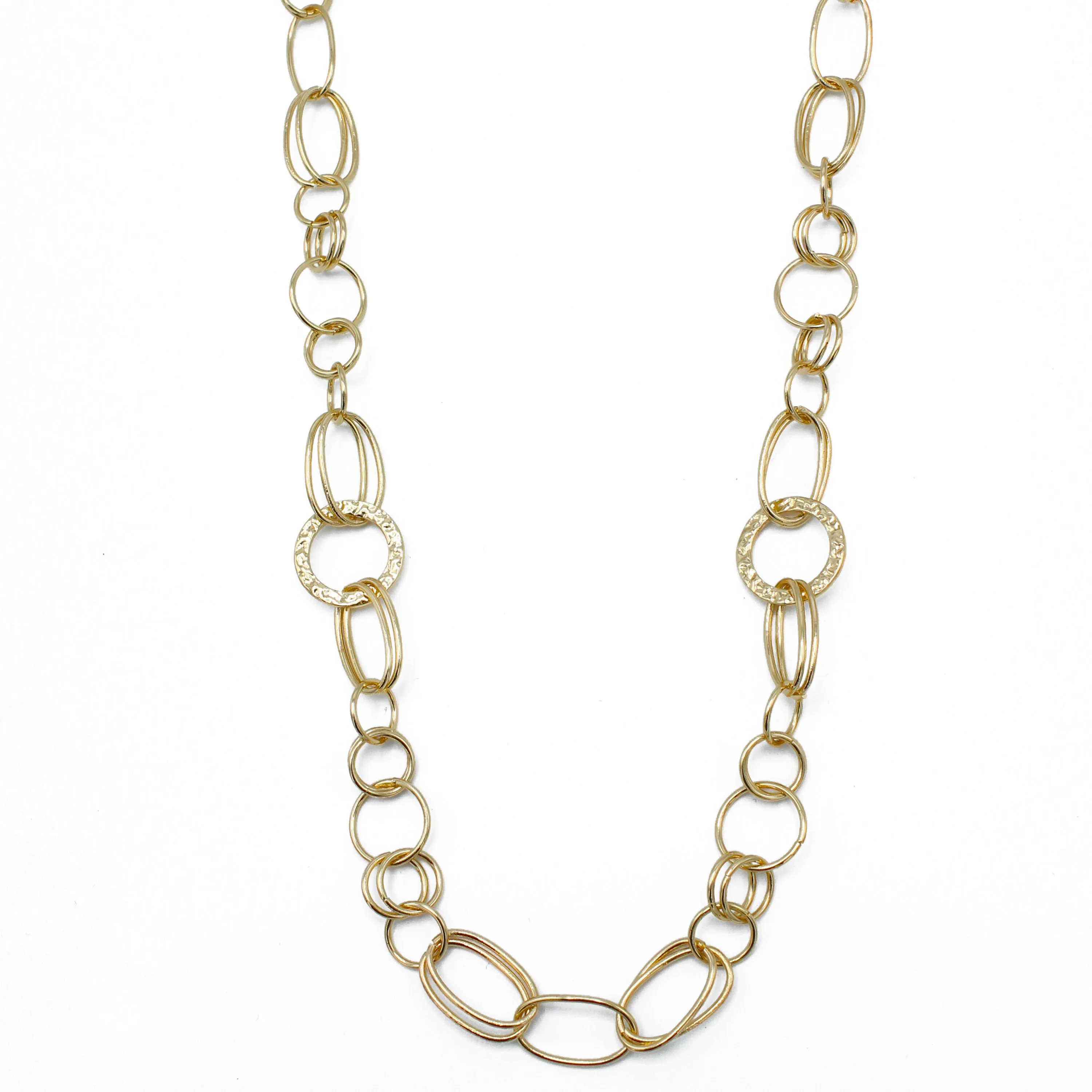 GOLD LINK CHAIN LONG NECKLACE#SQGN20010301G (IA15)