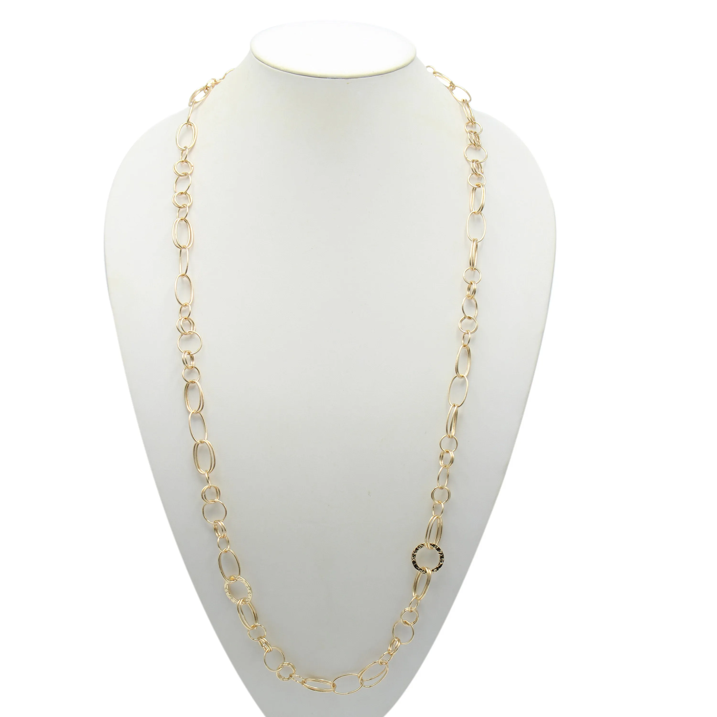 GOLD LINK CHAIN LONG NECKLACE#SQGN20010301G (IA15)
