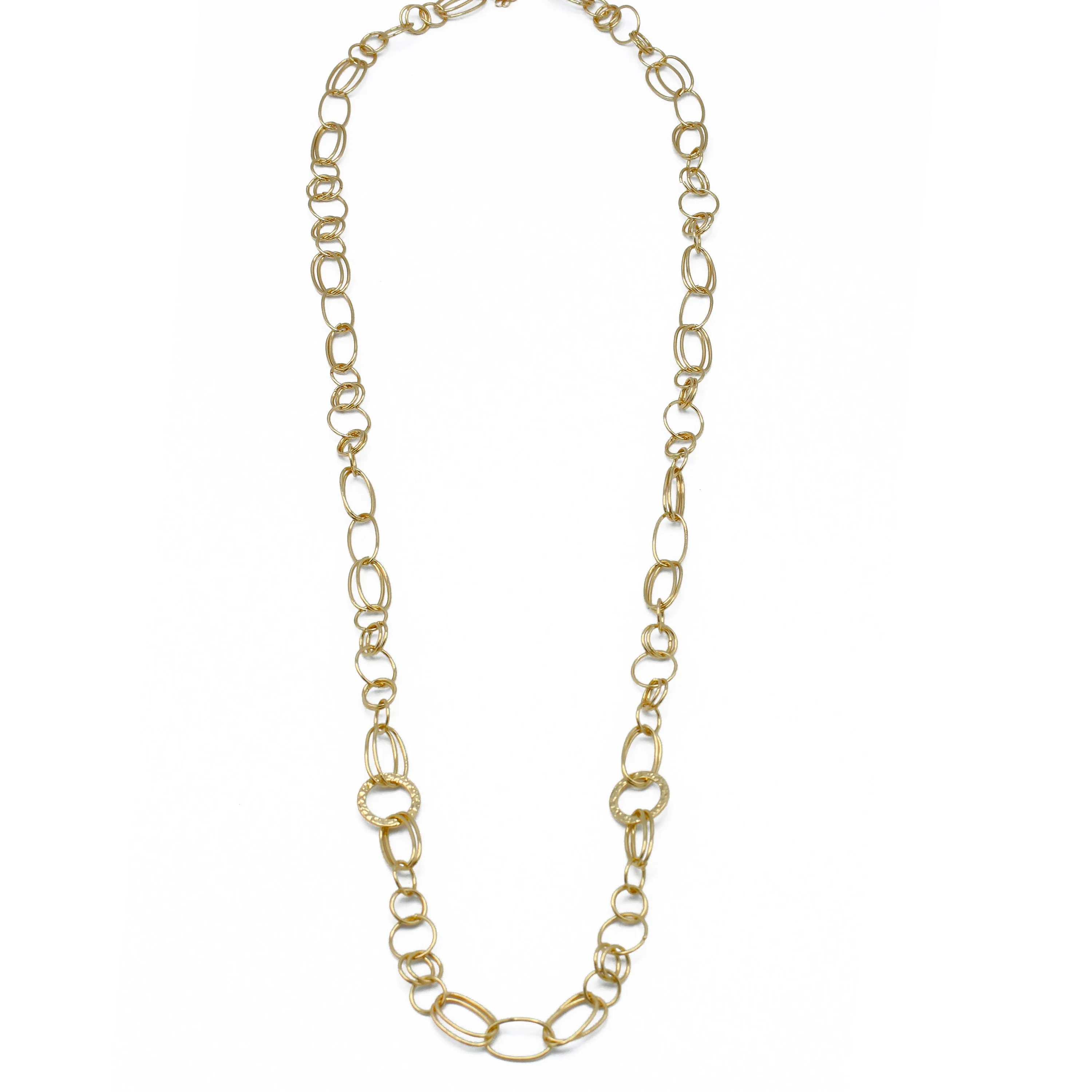 GOLD LINK CHAIN LONG NECKLACE#SQGN20010301G (IA15)